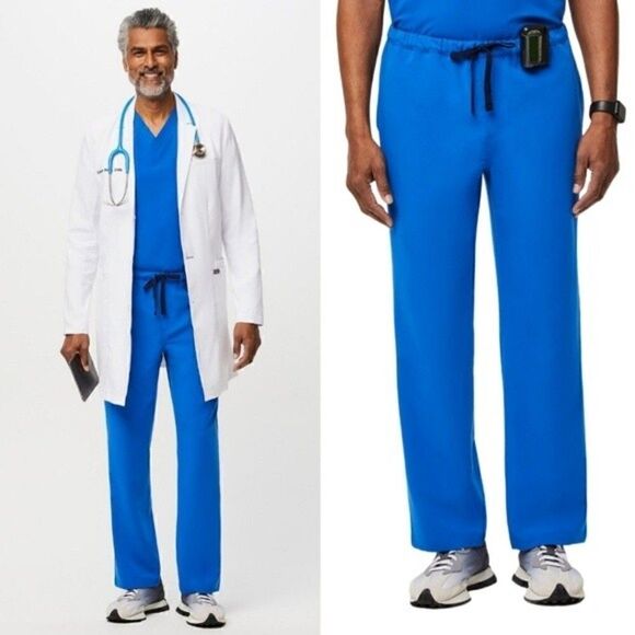 Figs Pisco Classic Royal Blue Men's Basic Scrub Pants - Picture 2 of 10